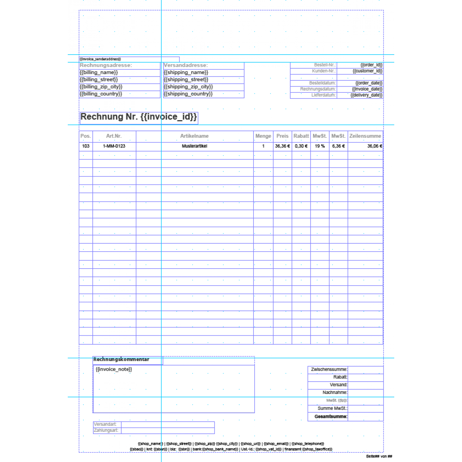 Rechnungsvorlage Standard Rechnungstemplate Mehrseitige Rechnung