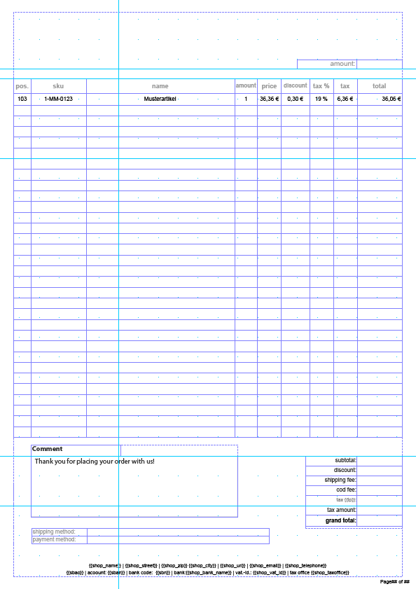 standard invoice format
